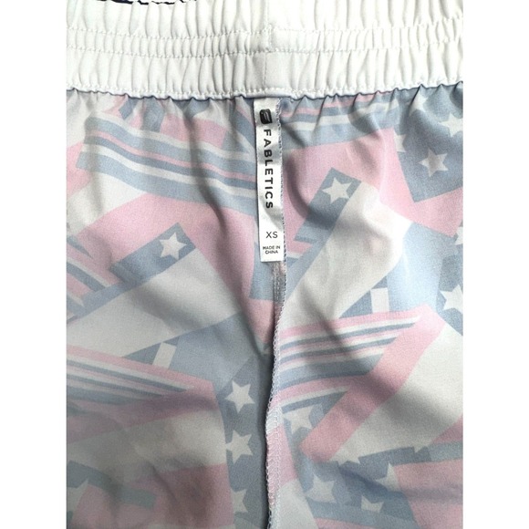Fabletics Tyson Track Shorts Womens XS Patchwork Pride Red White Blue Zip Pocket - Picture 5 of 10